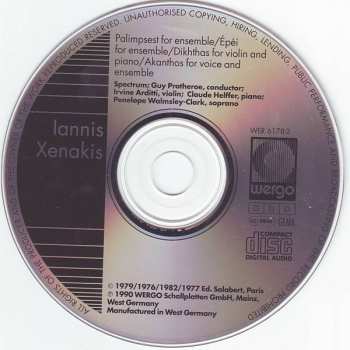 CD Iannis Xenakis: Palimpsest / Épéi / Dikhthas / Akanthos