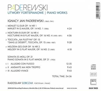 CD Ignacy Jan Paderewski: Piano Works