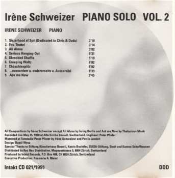 CD Irene Schweizer: Piano Solo Vol. 2