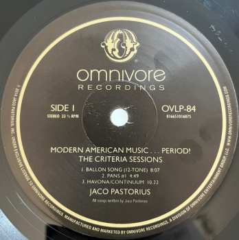 LP Jaco Pastorius: Modern American Music...Period! The Criteria Sessions