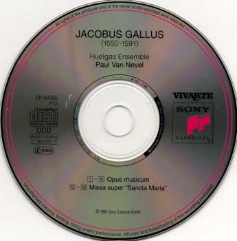 CD Jacobus Gallus: Opus Musicum • Missa Super "Sancta Maria"