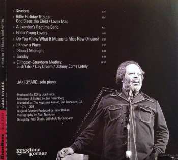 CD Jaki Byard: Live At The Keystone Corner, Vol. 2: A Matter Of Black And White
