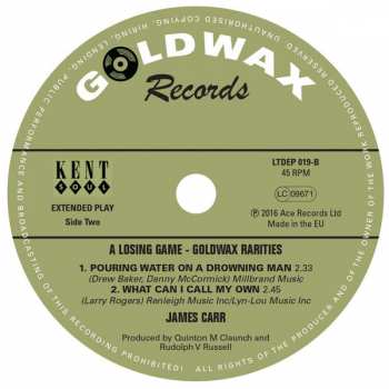 SP James Carr: A Losing Game - Goldwax Rarities LTD | CLR