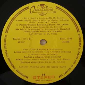 LP Jaroka-Gipsy-Orchester: Magyar Nóták = Hungarian Popular Songs