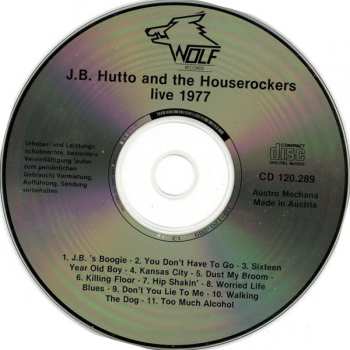 CD J.B. Hutto & The Houserockers: Live 1977