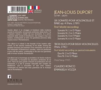 CD Jean-Louis Duport: Sonates & Duos For Cello