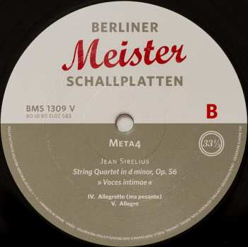LP Jean Sibelius: String Quartet In D Minor, OP. 56 »Voces Intimae« NUM | LTD