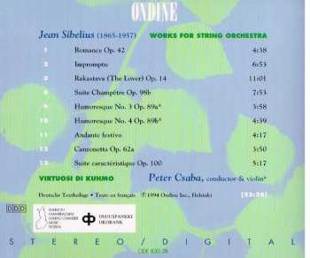 CD Jean Sibelius: Works For String Orchestra
