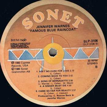 LP Jennifer Warnes: Famous Blue Raincoat (The Songs Of Leonard Cohen)