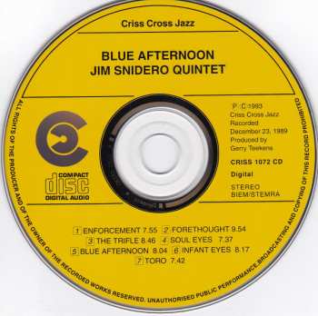 CD Jim Snidero Quintet: Blue Afternoon