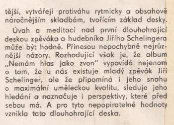 LP Jiří Schelinger: Nemám Hlas Jako Zvon