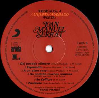 LP Joan Manuel Serrat: Dedicado A Antonio Machado, Poeta