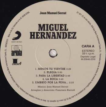 LP Joan Manuel Serrat: Miguel Hernandez
