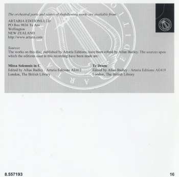 CD Johann Nepomuk Hummel: Missa Solemnis / Te Deum