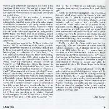 CD Johann Nepomuk Hummel: Missa Solemnis / Te Deum