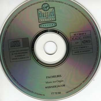 CD Johann Pachelbel: Music For Organ - Orgelmusik - Musique Pour Orgue