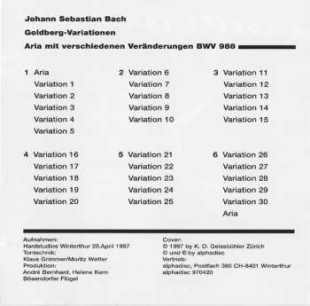 CD Johann Sebastian Bach: Goldberg-Variationen BWV 988