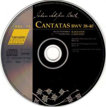 CD Johann Sebastian Bach: Cantatas BWV 38-40