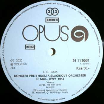 LP Johann Sebastian Bach: Concerto For 2 Violins BWV 1043 • Suite No. 2 BWV 1067