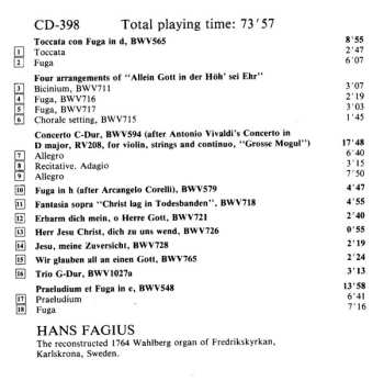 2CD Johann Sebastian Bach: Preludes And Fugues / Toccata In D / Fantasy And Fugue / Trio Sonata In E / Partita "Sei Gegrüsset"