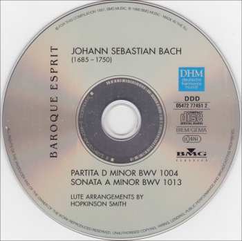 CD Johann Sebastian Bach: Partita, BWV 1004 • Sonata, BWV 1013 (Lute Transcriptions)