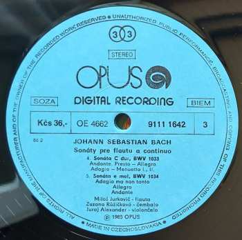 2LP Johann Sebastian Bach: Sonatas For Flute And Harpsichord Bwv 1030-32, Sonatas For Flute And Continuo Bwv 1033-35 (2xLP)