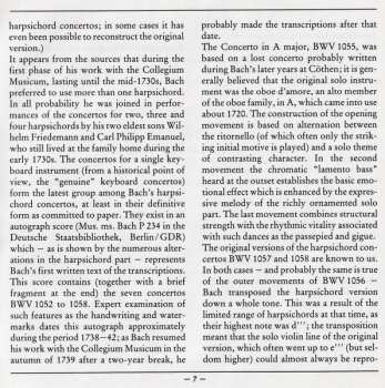 CD Johann Sebastian Bach: Konzerte Für Cembalo Und Streicher = Concertos For Harpsichord And Strings = Concertos Pour Clavecin Et Orchestre À Cordes BWV 1055 · 1056 ·1057 · 1058