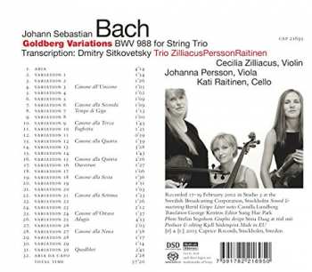SACD Johann Sebastian Bach: Goldberg Variations BWV 988 For String Trio