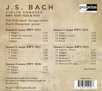 CD Johann Sebastian Bach: Violin Sonatas BWV 1020-1023 & 1033