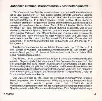 CD Johannes Brahms: Clarinet Trio, Op. 114 / Clarinet Quintet, Op. 115