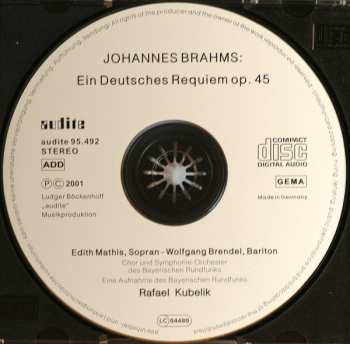 CD Johannes Brahms: Ein Deutsches Requiem