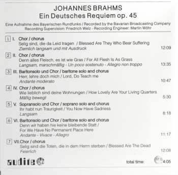 CD Johannes Brahms: Ein Deutsches Requiem