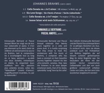 CD Johannes Brahms: Sonatas & Liebeslieder For Cello And Piano