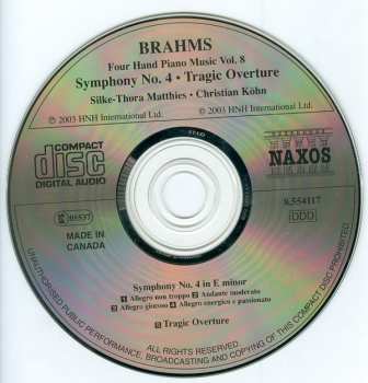 CD Johannes Brahms: Four Hand Piano Music Vol. 8 - Symphony No. 4, Tragic Overture