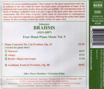 CD Johannes Brahms: Four Hand Piano Music Vol. 9 - Piano Concerto No. 1 · Academic Festival Overture