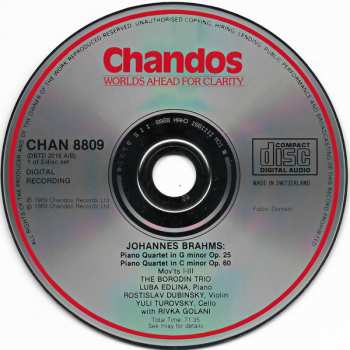 2CD Johannes Brahms: Piano Quartets Op. 25 In G Minor, Op. 26 In A, Op. 60 In C Minor