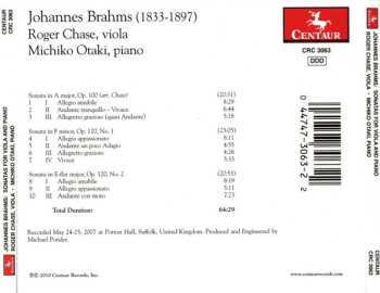 CD Johannes Brahms: Sonata In A Major, Op. 100 / Sonata In F Minor, Op. 120, No. 1 / Sonata In E-flat Major, Op. 120, No. 2
