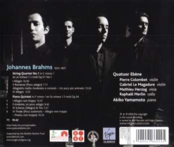 CD Johannes Brahms: String Quartet No. 1 / Piano Quintet