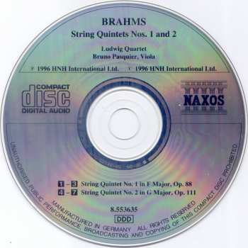 CD Johannes Brahms: String Quintets Nos. 1 And 2