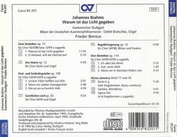 CD Johannes Brahms: Warum Ist Das Licht Gegeben - Musica Sacra