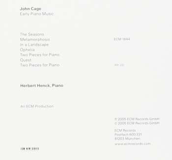 CD John Cage: Early Piano Music