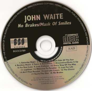 CD John Waite: No Brakes / Mask Of Smiles
