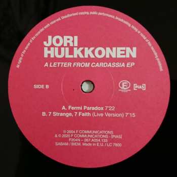 LP Jori Hulkkonen: A Letter From Cardassia EP LTD