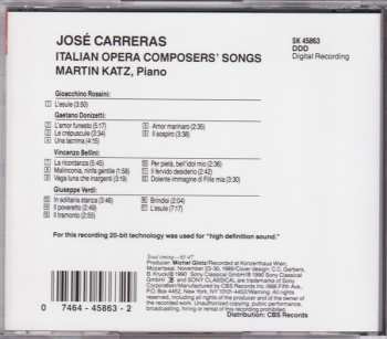 CD José Carreras: Italian Opera Composers' Songs