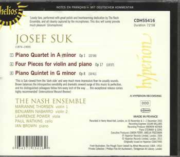 CD Josef Suk: Piano Quintet / Piano Quartet