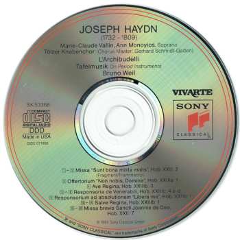 CD Joseph Haydn: Missa "Sunt Bona Mixta Mails" • Offertorium "Non Nobis, Domine" • Salve Regina • Ave Regina • "Kleine Orgelmesse"