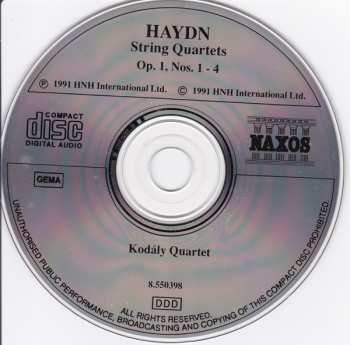 CD Joseph Haydn: String Quartets Op. 1, Nos. 1 - 4