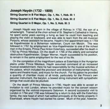 CD Joseph Haydn: String Quartets Op. 1, Nos. 1 - 4