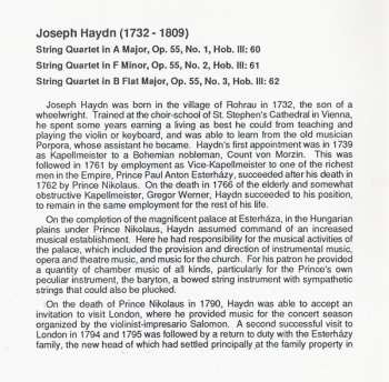 CD Joseph Haydn: String Quartets Op. 55 No. 1 • No. 2 'Razor' • No. 3