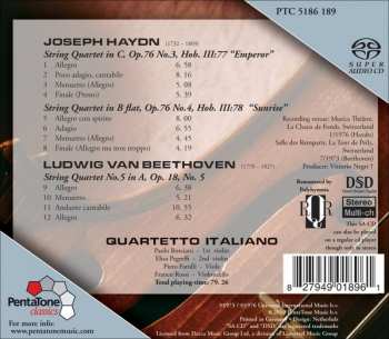 SACD Ludwig van Beethoven: String Quartets Op. 76 No. 3 "Emperor" & No. 4 "Sunrise" / Strig Quartet Op. 18 No. 5
